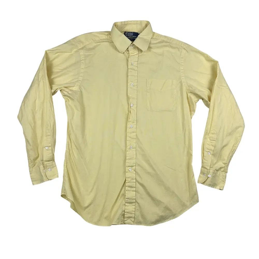 Polo Ralph Lauren Shirt Mens 16 Classic Fit Yellow Button Down Durham Dress
